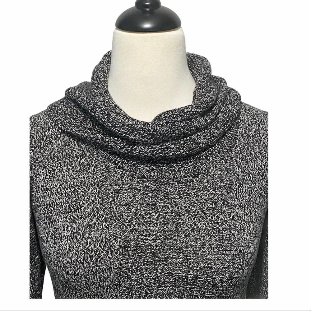 Calvin Klein Cowl Neck Knit Sweater Pullover Rib Front Contrast Design Gray XS - Picture 5 of 9